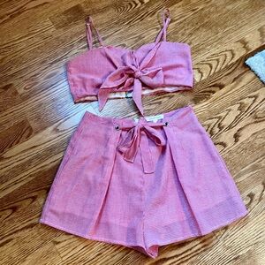 Skirt & crop top set red gingham